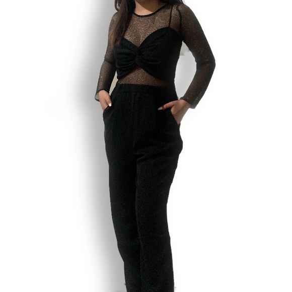 Zara Dresses & Skirts - glittery, mesh, black jumpsuit